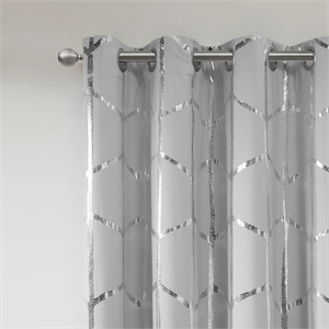 Intelligent Design Raina Total Blackout Metallic Print Grommet Top Curtain Panel