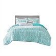 Intelligent Design Raina Metallic Printed Comforter Set in Aqua and Silver