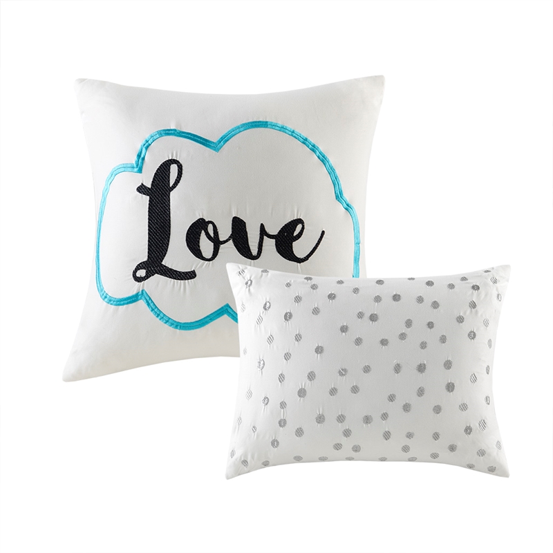 Intelligent Design Raina Metallic Printed Comforter Set in Aqua and Silver