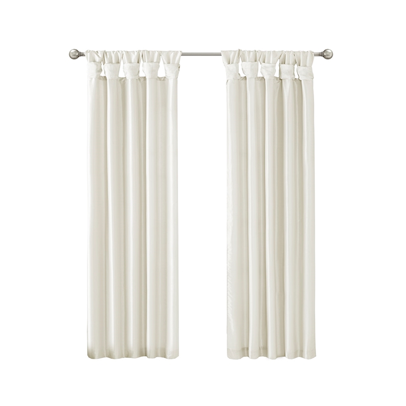 Madison Park Emilia Twist Tab Lined Window Curtain in White