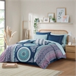 Intelligent Design Loretta Boho Comforter Set with Bed Sheets in Navy