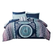 Intelligent Design Loretta Boho Comforter Set with Bed Sheets in Navy