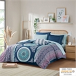 Intelligent Design Loretta Boho Comforter Set with Bed Sheets in Navy