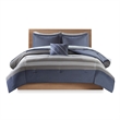 Intelligent Design Marsden Striped Comforter Set with Bed Sheets in Blue Grey