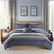 Intelligent Design Marsden Striped Comforter Set with Bed Sheets in Blue Grey
