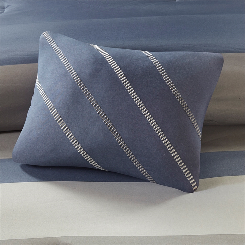 Intelligent Design Marsden Striped Comforter Set with Bed Sheets in Blue Grey