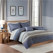 Intelligent Design Marsden Striped Comforter Set with Bed Sheets in Blue Grey