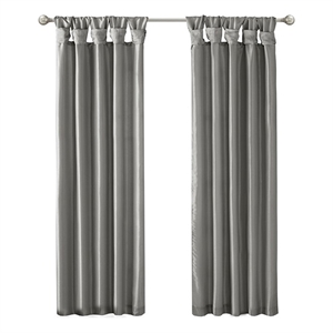 Madison Park Emilia Twist Tab Lined Window Curtain in Charcoal