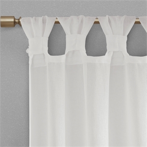 Madison Park Rosette Floral Embellished Cuff Tab Top Solid Window Panel