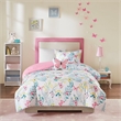 Cynthia Printed Butterfly Comforter Set in Pink