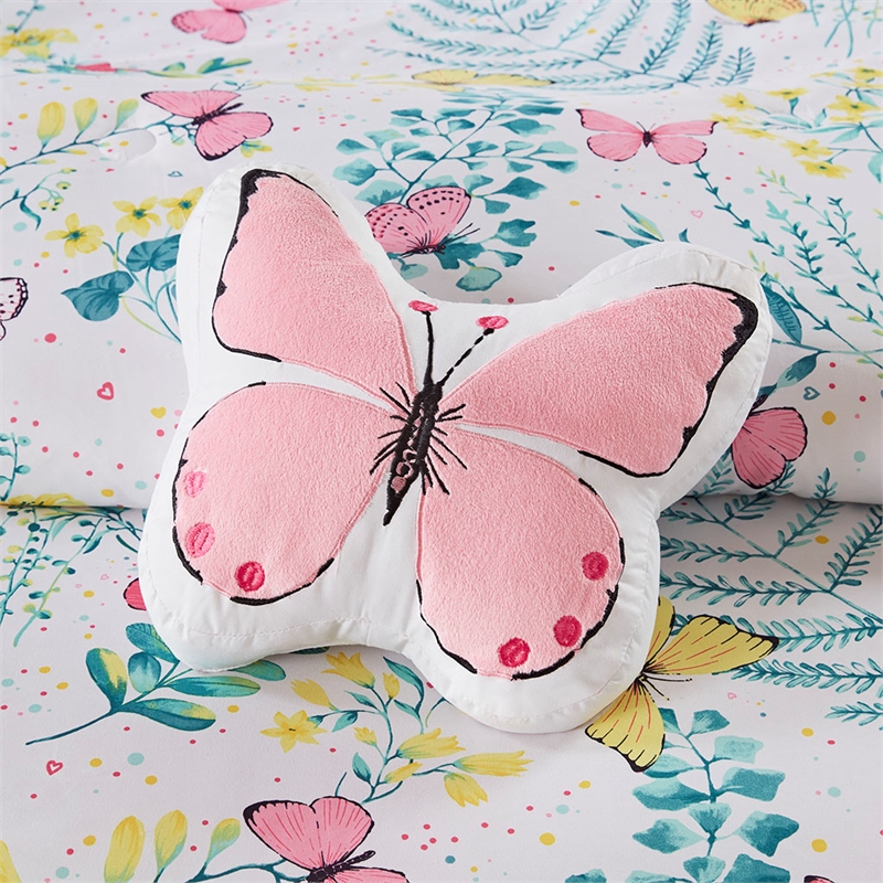 Cynthia Printed Butterfly Comforter Set in Pink