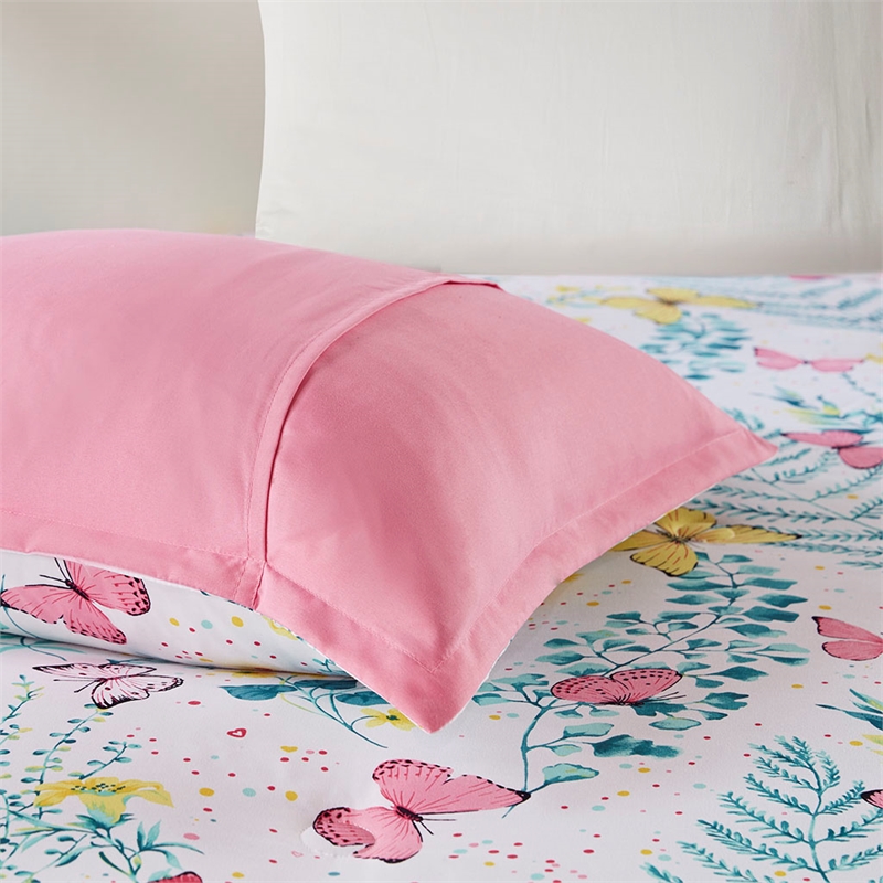 Cynthia Printed Butterfly Comforter Set in Pink