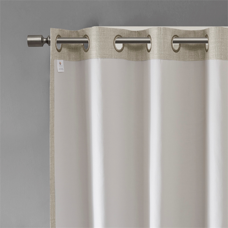 SunSmart Maya Printed Heathered Blackout Grommet Top Curtain Panel in Taupe
