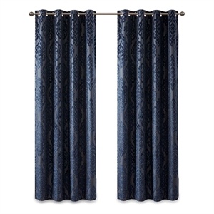 SunSmart Mirage Knitted Jacquard Damask Total Blackout Grommet Top Curtain Panel