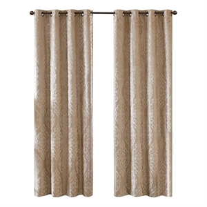 SunSmart Mirage Knitted Jacquard Damask Total Blackout Grommet Top Curtain Panel