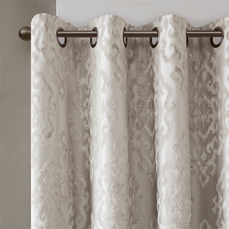 SunSmart Mirage Knitted Jacquard Damask Total Blackout Grommet Top Curtain Panel