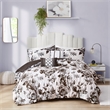 Intelligent Design Dorsey Floral Print Full/Queen Comforter Set in Black/White
