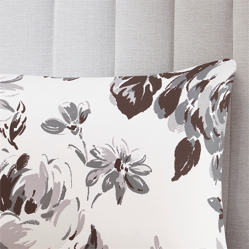 Intelligent Design Dorsey Floral Print Full/Queen Comforter Set in Black/White
