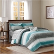 Madison Park Essentials Saben 7 Piece Comforter Set with Aqua Cotton Bed Sheets