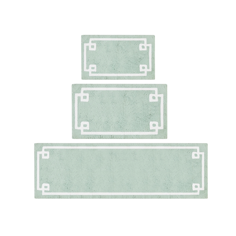 Madison Park Evan Cotton Tufted Bath Rug 24x72 in Seafoam