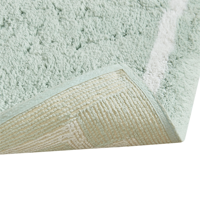 Madison Park Evan Cotton Tufted Bath Rug 24x72 in Seafoam
