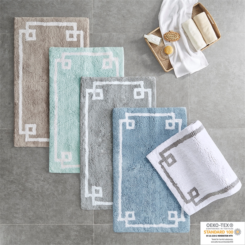 Madison Park Evan Cotton Tufted Bath Rug 24x72 in Seafoam
