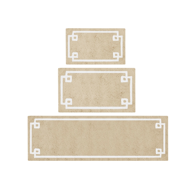 Madison Park Evan Cotton Tufted Bath Rug 24x72 in Taupe
