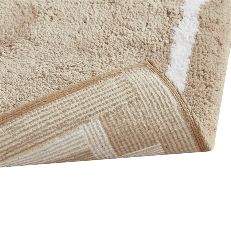 Madison Park Evan Cotton Tufted Bath Rug 24x72 in Taupe