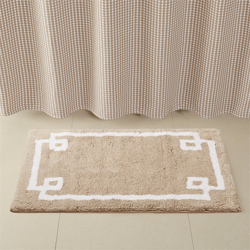 Madison Park Evan Cotton Tufted Bath Rug 24x72 in Taupe