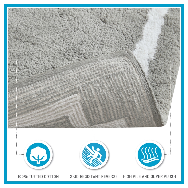 Madison Park Evan Cotton Tufted Bath Rug 24x72 in Taupe