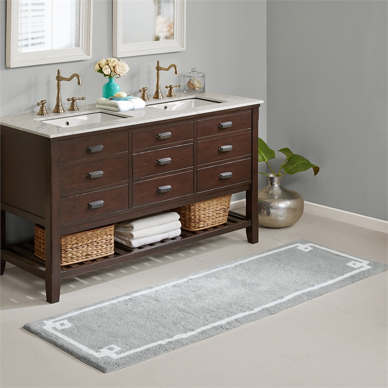 Madison Park Evan Cotton Tufted Bath Rug 24x72 in Grey