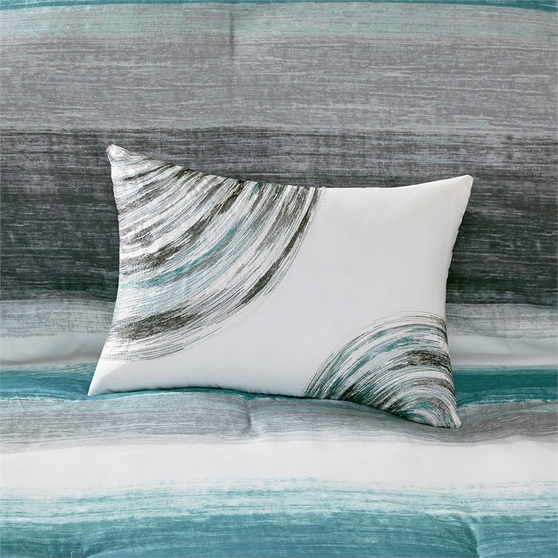 Madison Park Essentials Saben 9 Piece Comforter Set with Cotton Bed Sheets Aqua