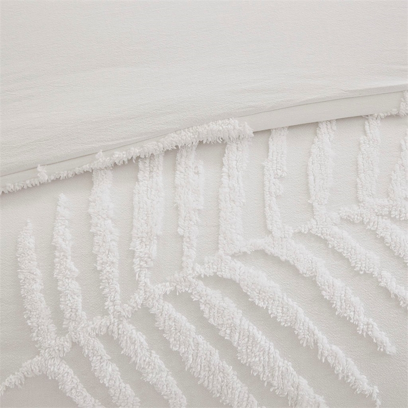 Madison Park Bahari 3-Piece Cotton Chenille Palm Comforter Set in Off White