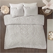 Madison Park Laetitia 3-Piece Cotton Chenille Medallion Comforter Set in Gray