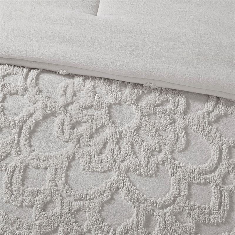 Madison Park Laetitia 3-Piece Cotton Chenille Medallion Comforter Set in Gray