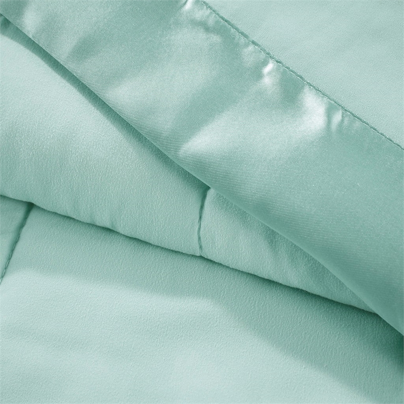 Madison Park Windom Fabric Down Alternative Blanket with Satin Trim - Seafoam