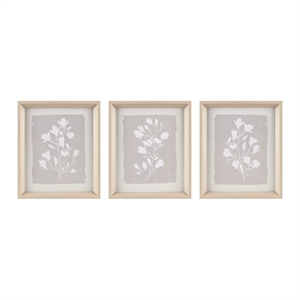 Madison Park Fair Florets Printed Framed Graphic 3 Piece Set in Beige