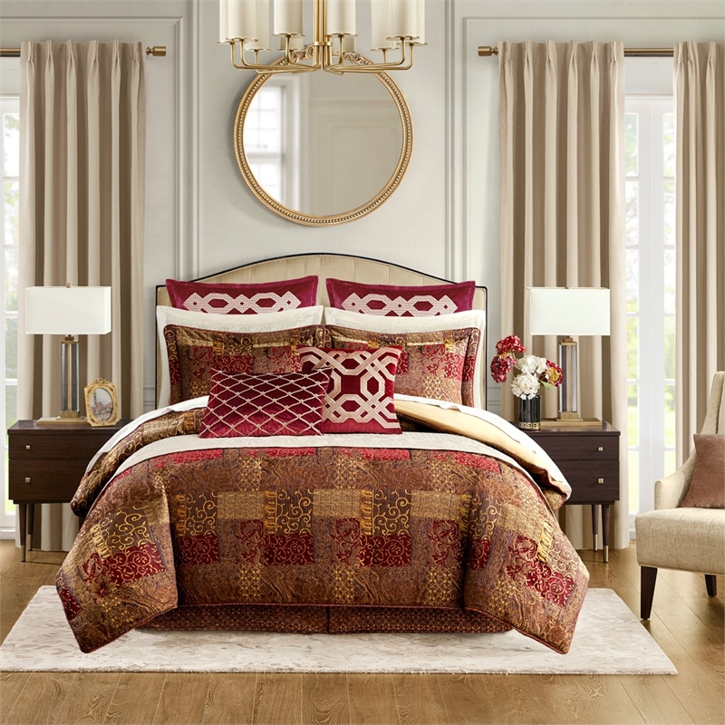 Croscill Classics Galleria 4 Piece Red Comforter Set in Red Queen