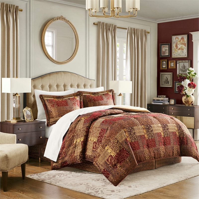 Croscill Classics Galleria 4 Piece Red Comforter Set in Red King