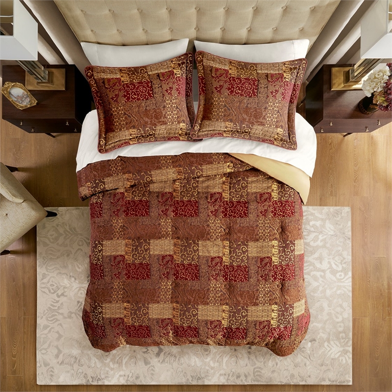 Croscill Classics Galleria 4 Piece Red Comforter Set in Red King