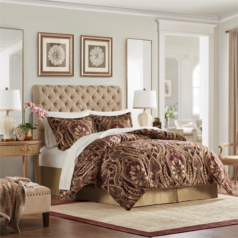 Croscill Classics Julius 4 Piece Comforter Set in Burgundy King