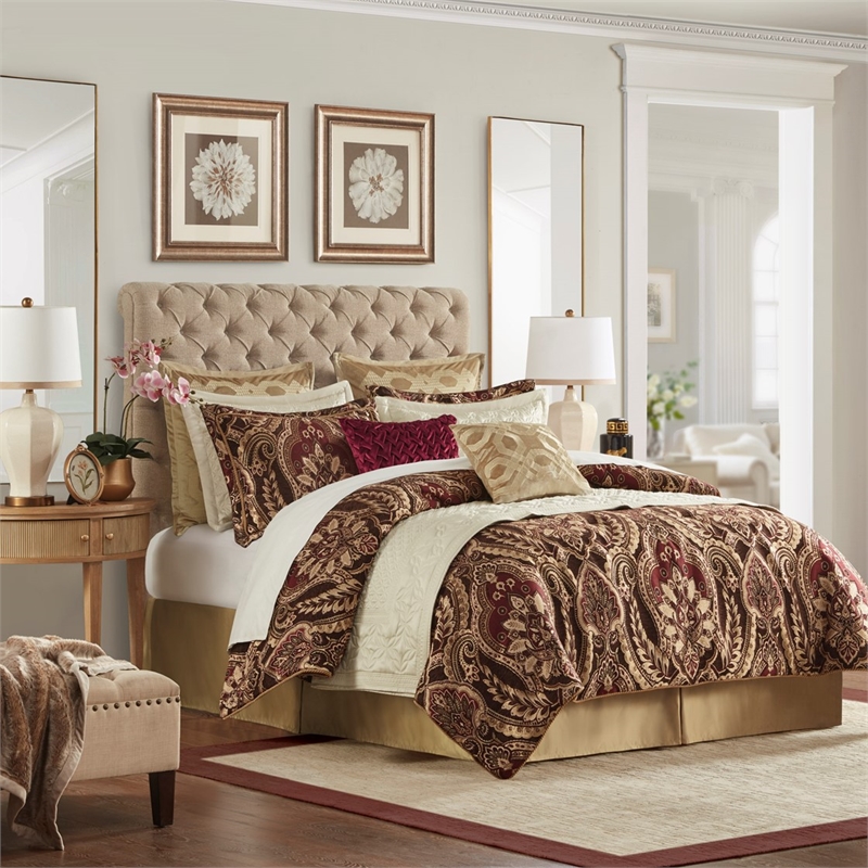 Croscill Classics Julius 4 Piece Comforter Set in Burgundy Cal King