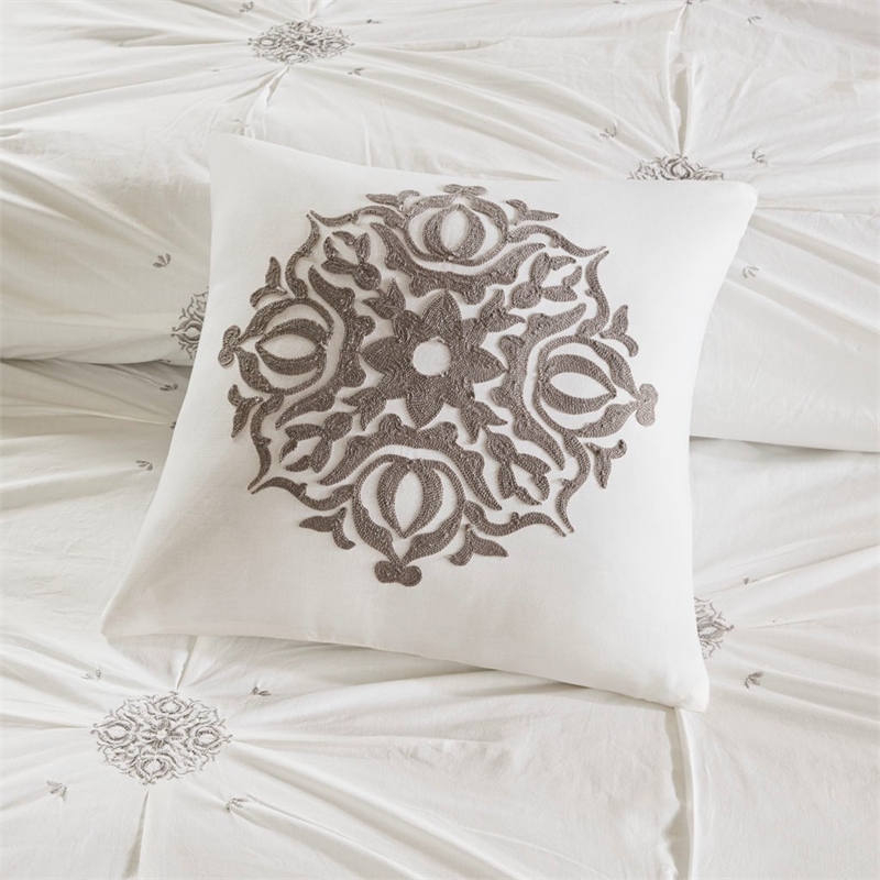 Madison Park 6 Piece Cotton Reversible Comforter Set in Ivory King/Cal King