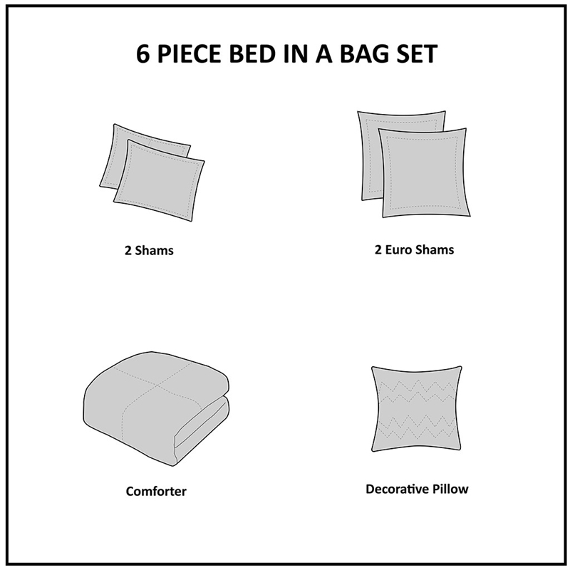 Madison Park 6 Piece Cotton Reversible Comforter Set in Ivory King/Cal King