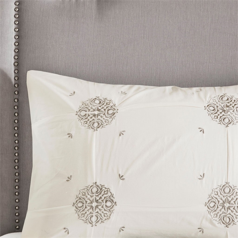 Madison Park 6 Piece Cotton Reversible Comforter Set in Ivory King/Cal King
