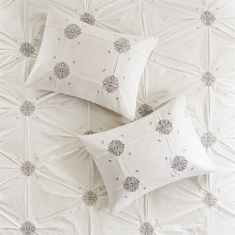 Madison Park 6 Piece Cotton Reversible Comforter Set in Ivory King/Cal King