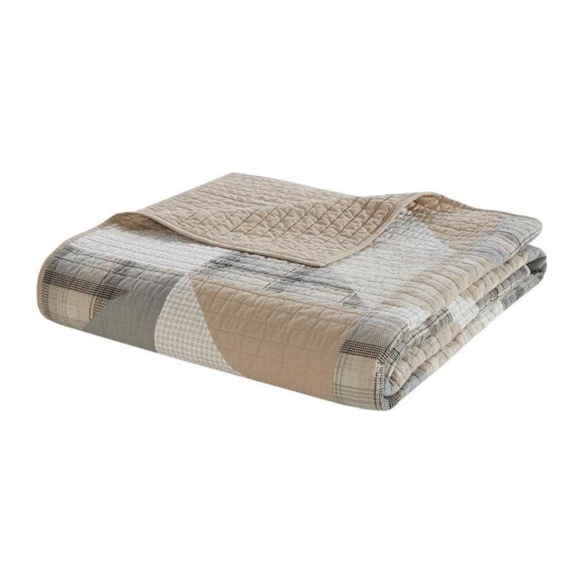 Woolrich Olsen Olsen 3 Piece Oversized Cotton Quilt Set in Tan Full/Queen