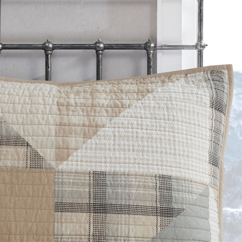 Woolrich Olsen Olsen 3 Piece Oversized Cotton Quilt Set in Tan King/Cal King