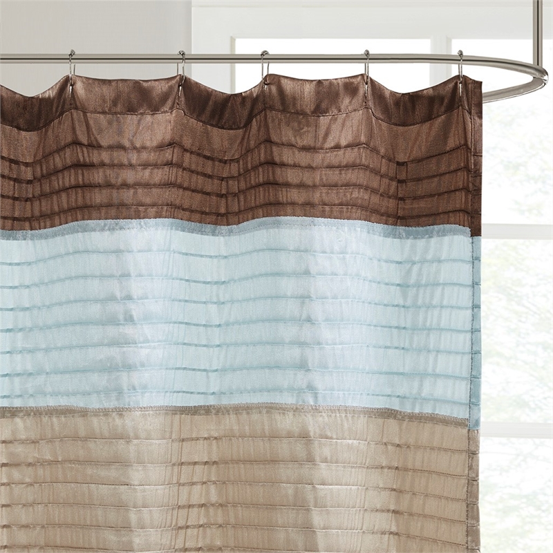 Madison Park Amherst Faux Silk Shower Curtain in Blue 72x72