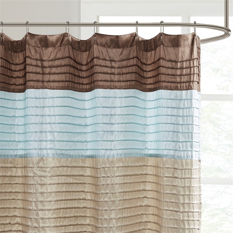 Madison Park Amherst Faux Silk Shower Curtain in Blue 72x72